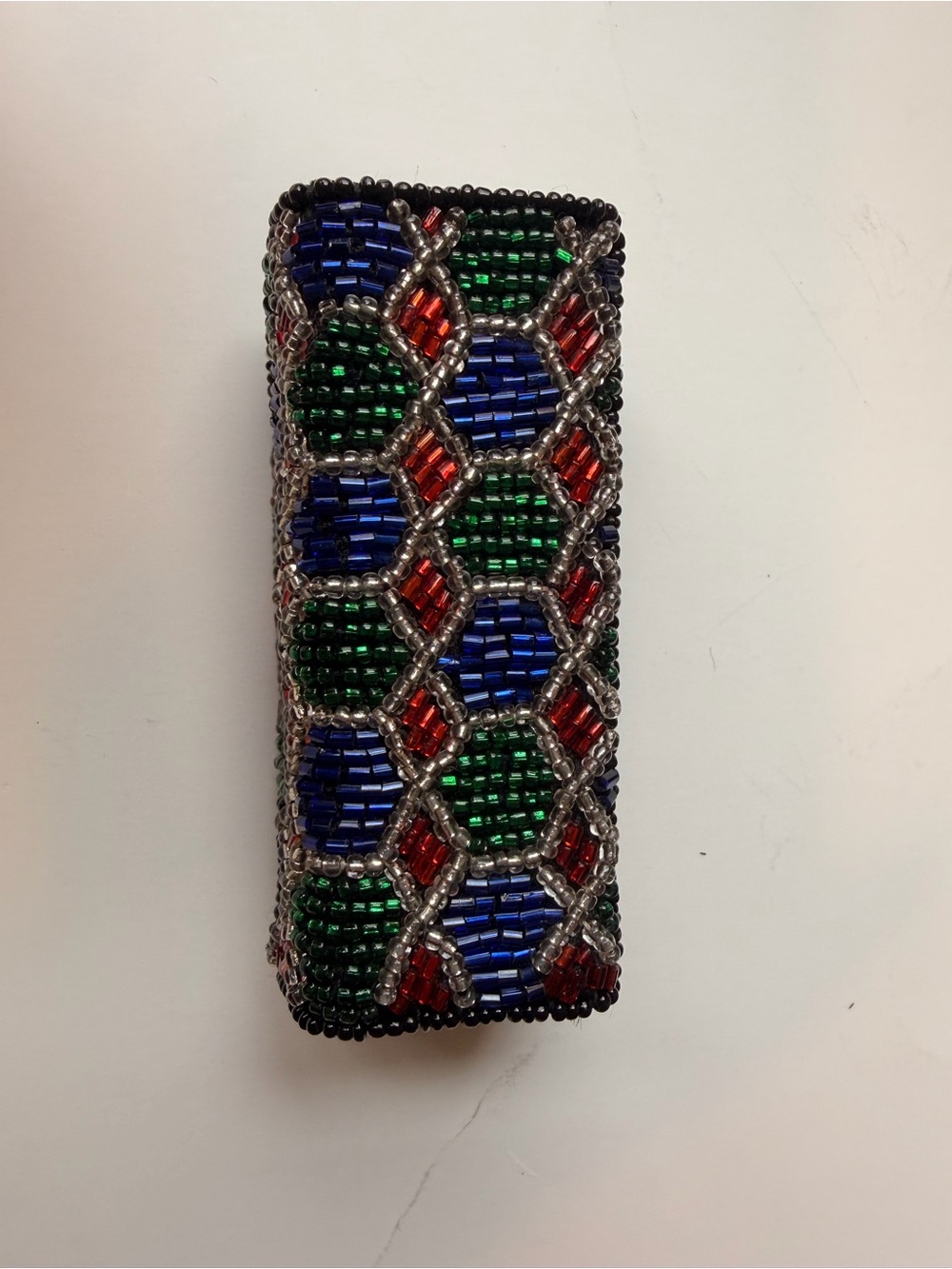 Beaded Key & Card Holder in Blue, Green and Red